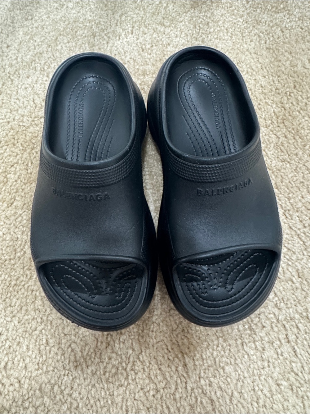 Balenciaga Black Logo Slide Clogs